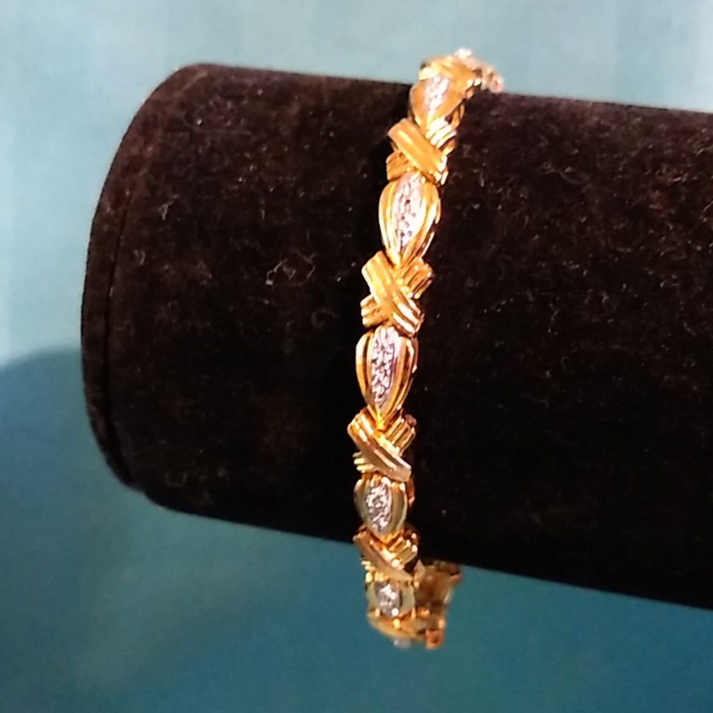 Gold Over Sterling Genuine Diamond Bracelet